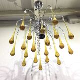 Lustre murano gouttes en cristal ambre