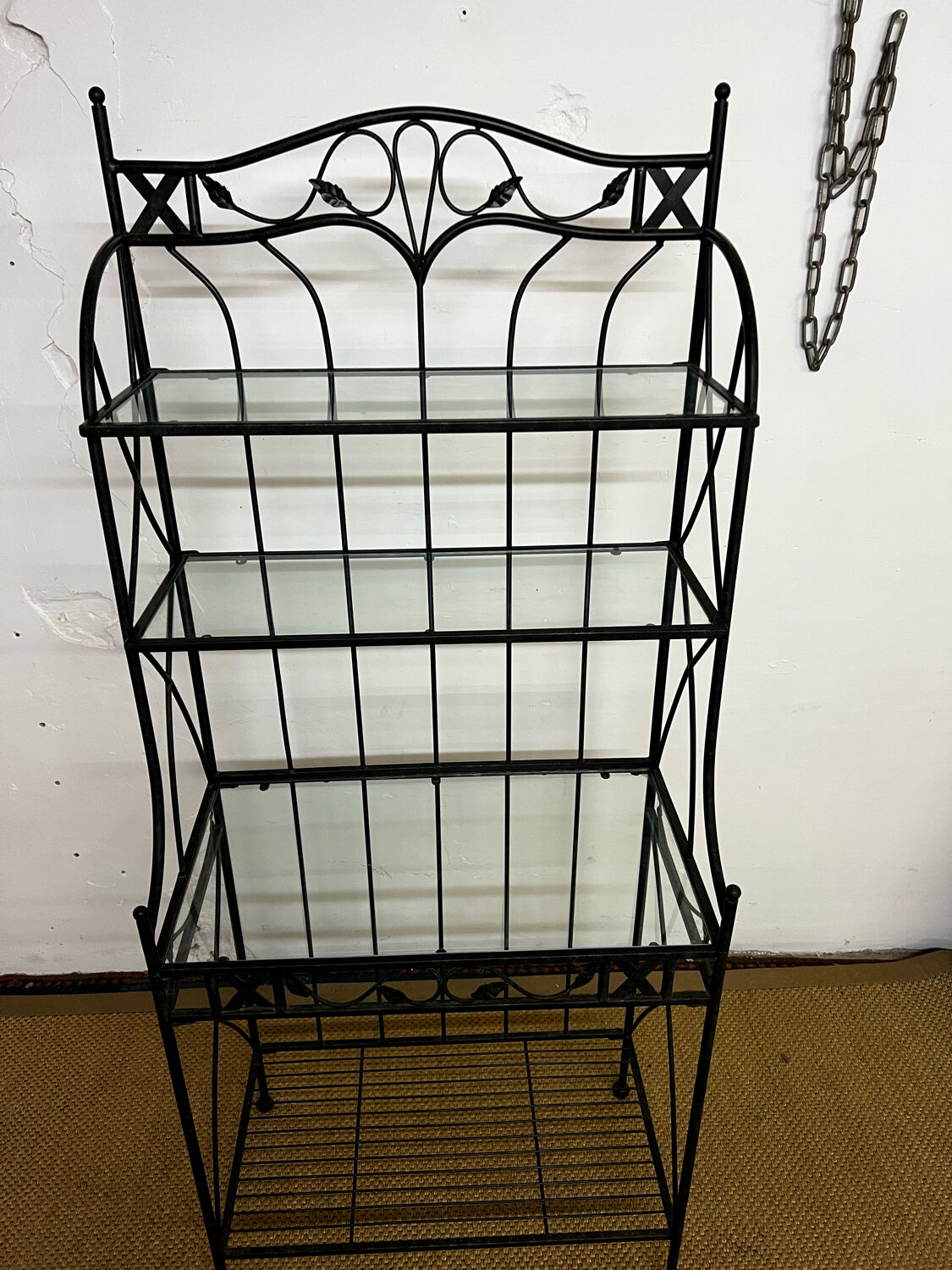 Antique wrought iron shelf