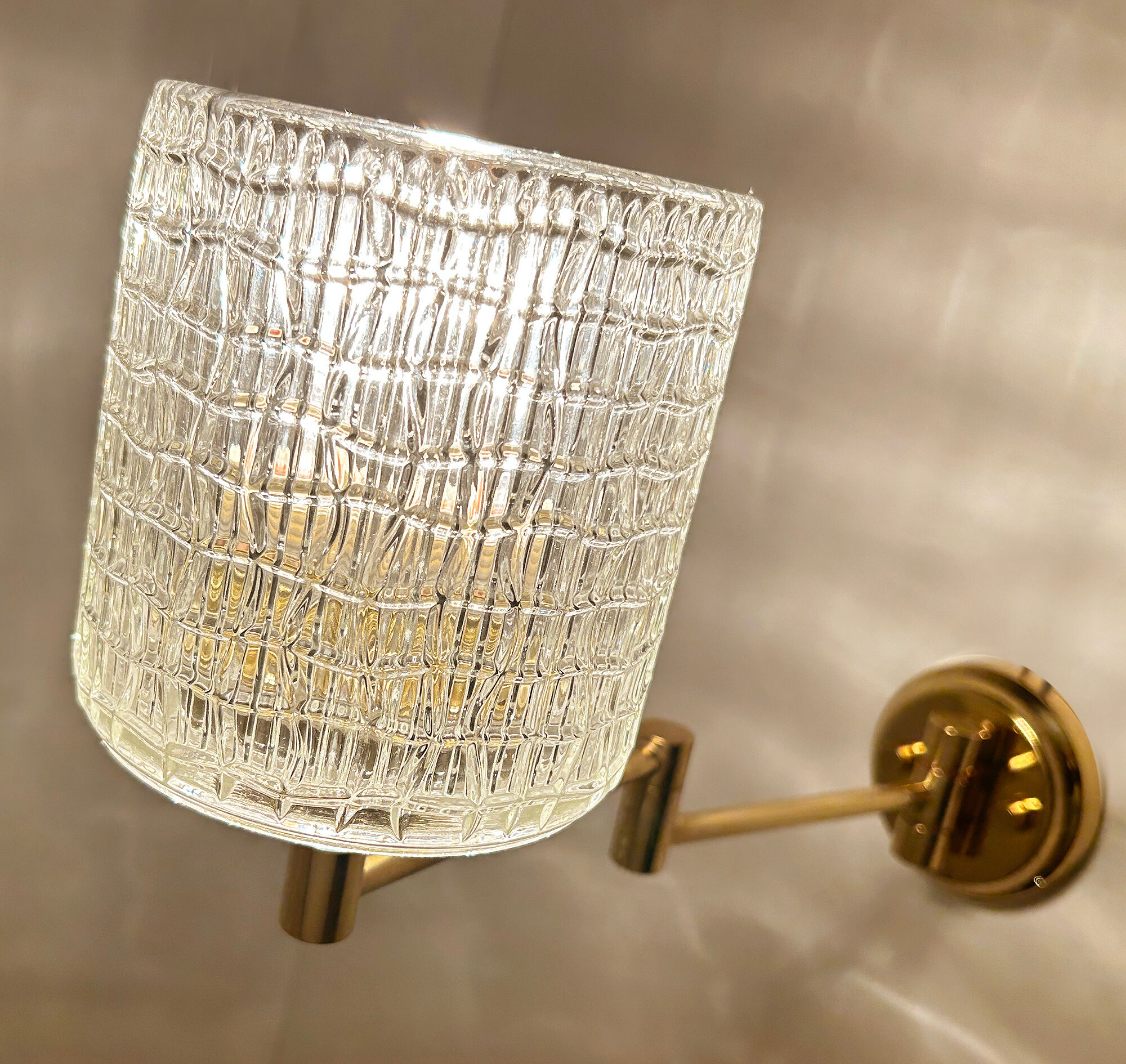 Pair of vintage scandinavian wall lamps 60 years white brass opaline