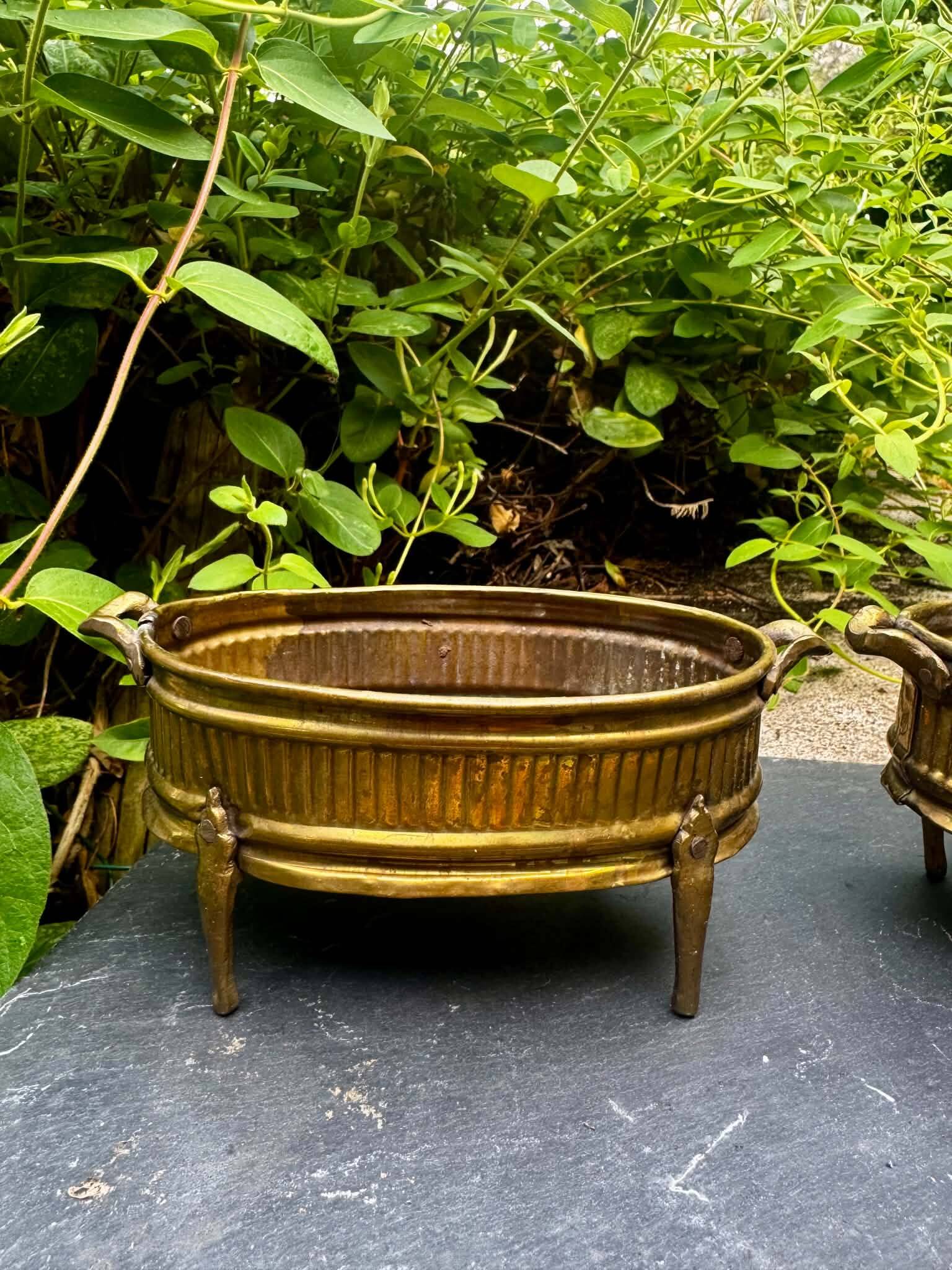 2 Art Nouveau brass planters