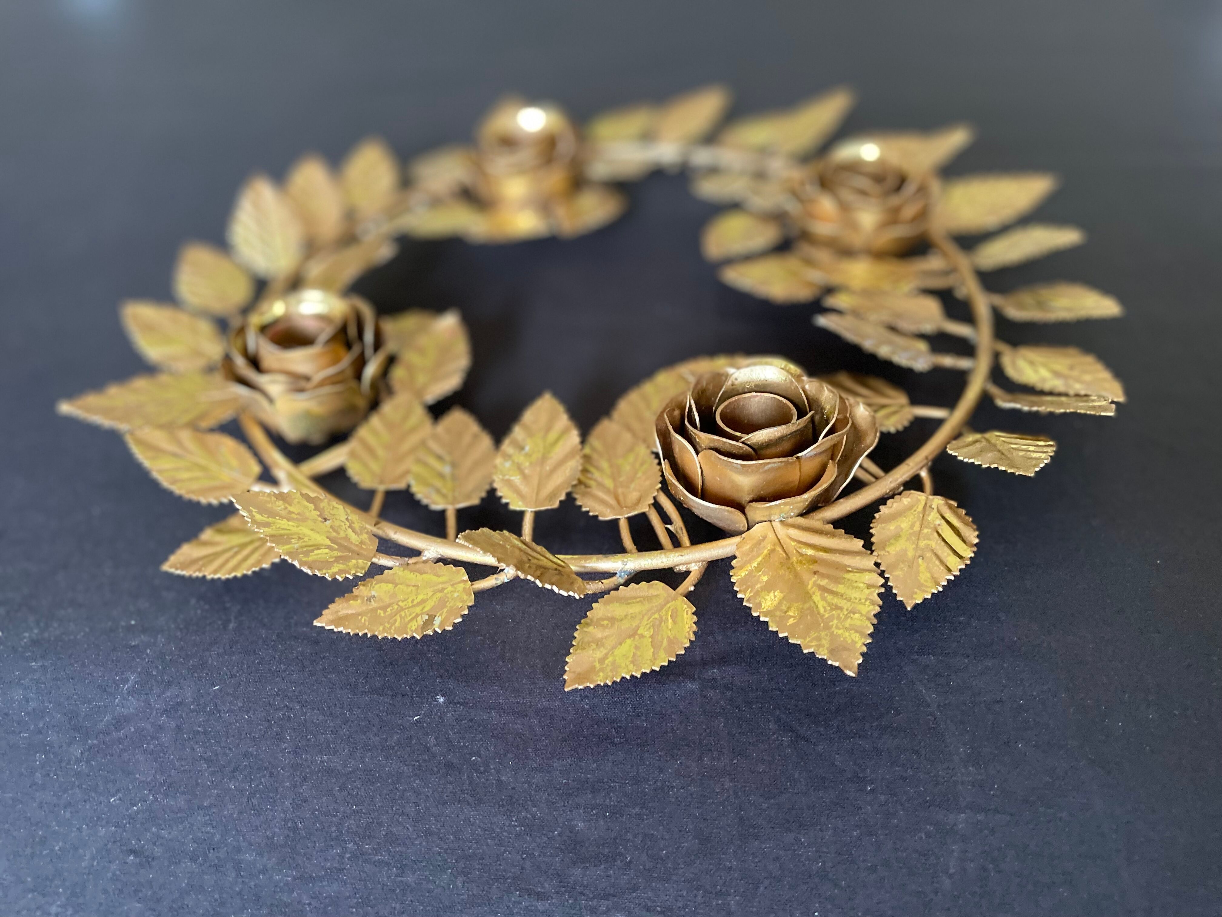 Chandelier crown 4 flames in golden metal