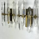 Sciolari, set of two large sconces in glass and gilded brass. Italy 1970s