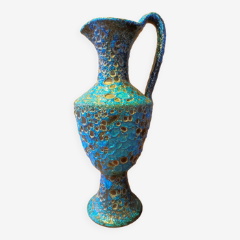 Vase cruche fat lava bleu grand modèle