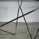 1970's Italian Coffee Table with Tempered Glass on Chrome Zig-Zag Frame