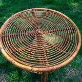 Table ronde en bambou et rotin