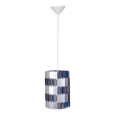 Pendentif à facettes en argent et bleu par Louis Weisdorf pour Lyfa, Danemark des années 1960