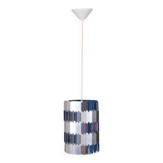 Pendentif à facettes en argent et bleu par Louis Weisdorf pour Lyfa, Danemark des années 1960