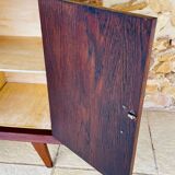 Large vintage chest of drawers with four drawers and one door in oak, circa 1960s