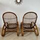 Set of 2 rattan lounge chairs armchairs Italian design from the 60s vintage rattan