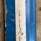 Old Pair of Vintage Blue & White Wooden Skis Mountain Chalet Decor - 218 cm