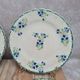 Set of 4 antique dessert plates in ironstone, with blue and green floral decoration.