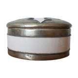 Russian box in white ceramic swaddled and metal