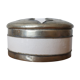 Russian box in white ceramic swaddled and metal