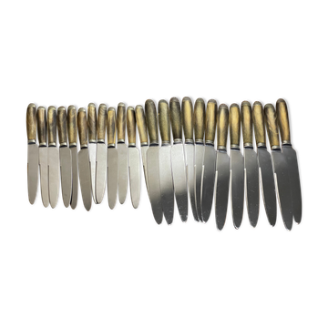 Set of 24 Bakelite stainless steel knives in box
