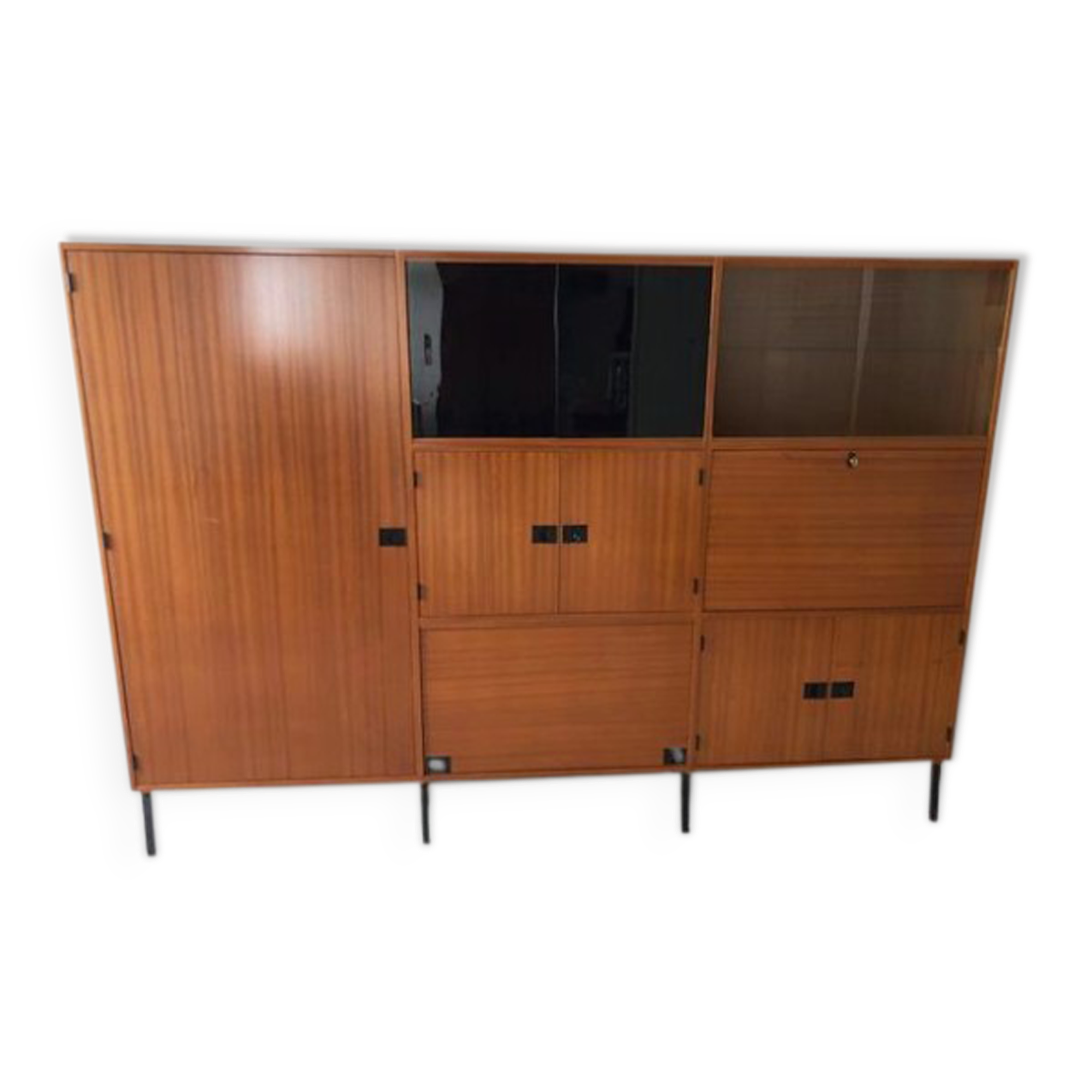 Teak secretary cabinet by Jean-René Caillette