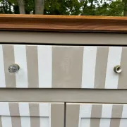 Shabby chic wardrobe sideboard — Striped pattern & solid wood 1990