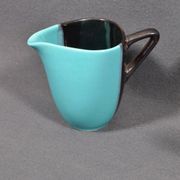 Vallauris coffee service in black and turquoise earthenware.