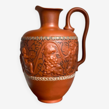 Vase terre cuite/céramique motif vigne raison et personnages