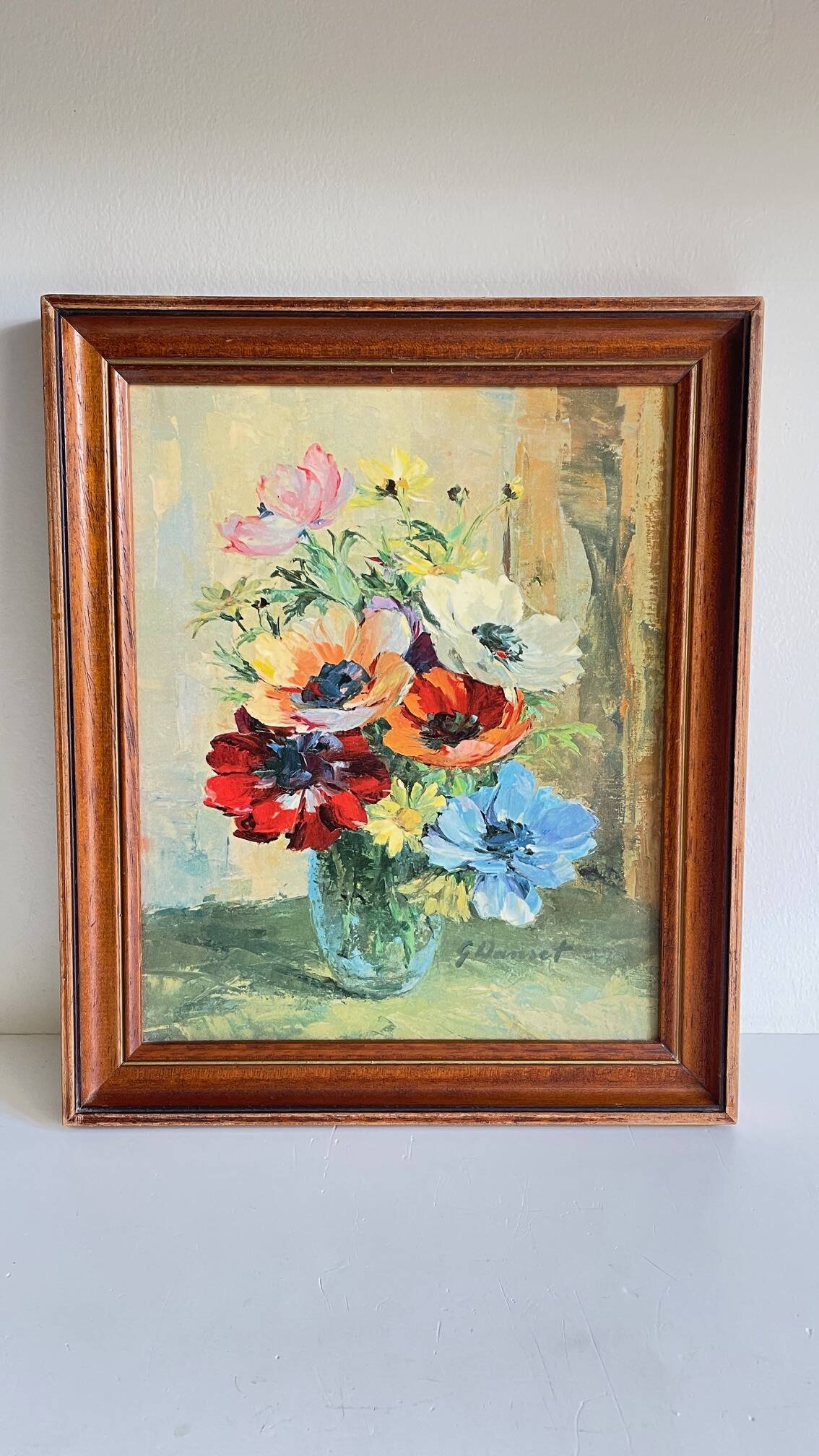 TABLEAU Vintage Bouquet aux ANEMONES