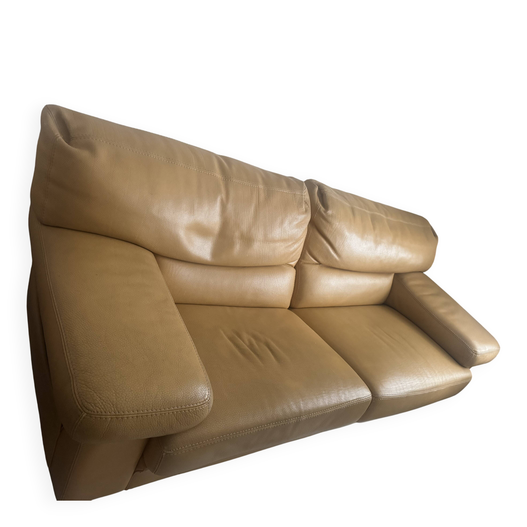 Roche Bobois beige leather sofa bed - Good condition
