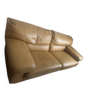 Canapé-lit Roche Bobois en cuir beige - Bon état