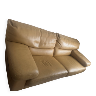 Roche Bobois beige leather sofa bed - Good condition