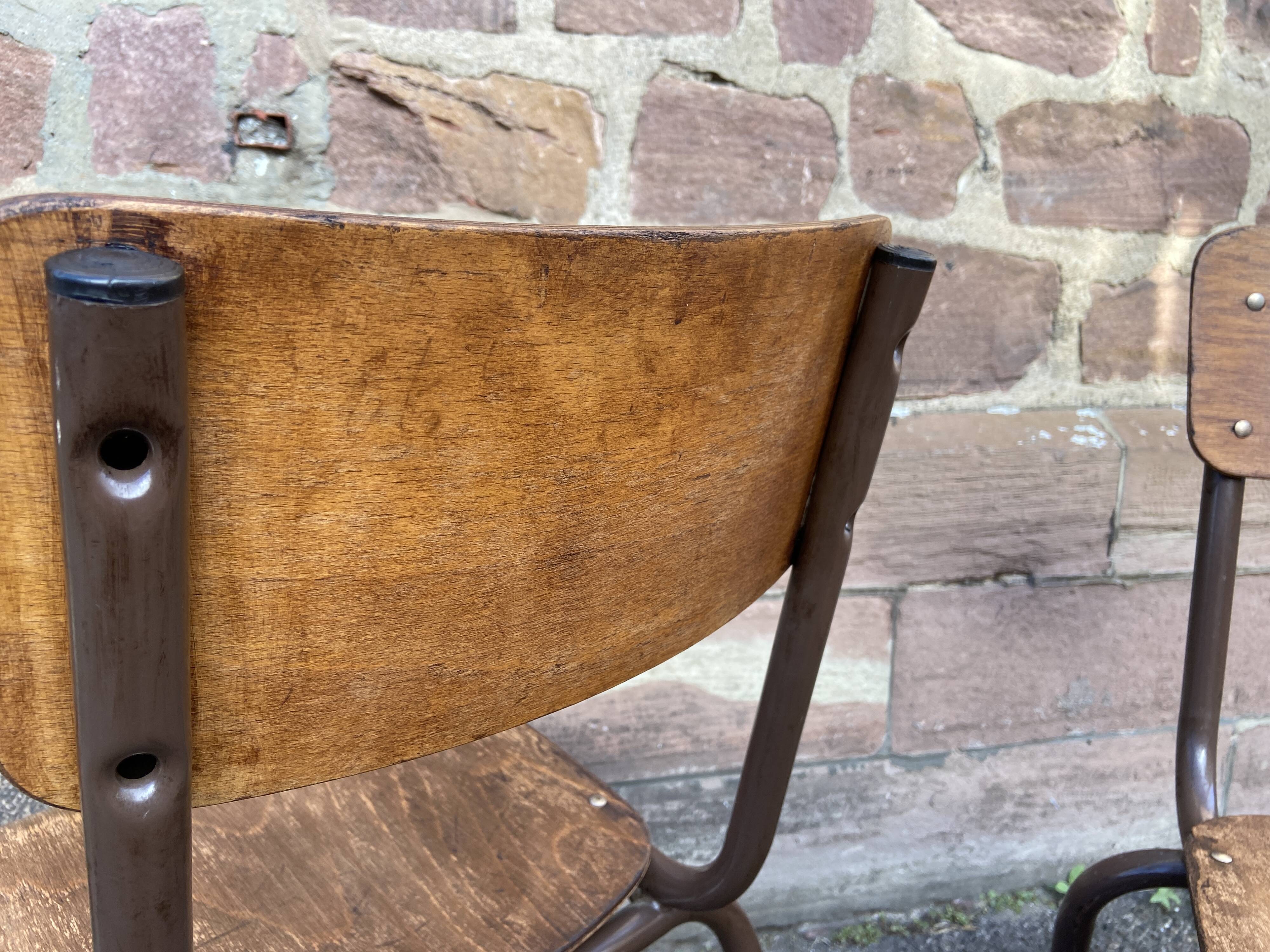 Set of 4 industrial chairs vintage school communities mullca 60s