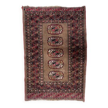 Tapis ancien ouzbek Bukhara fait main 82 cm x 122 cm (années 1920)