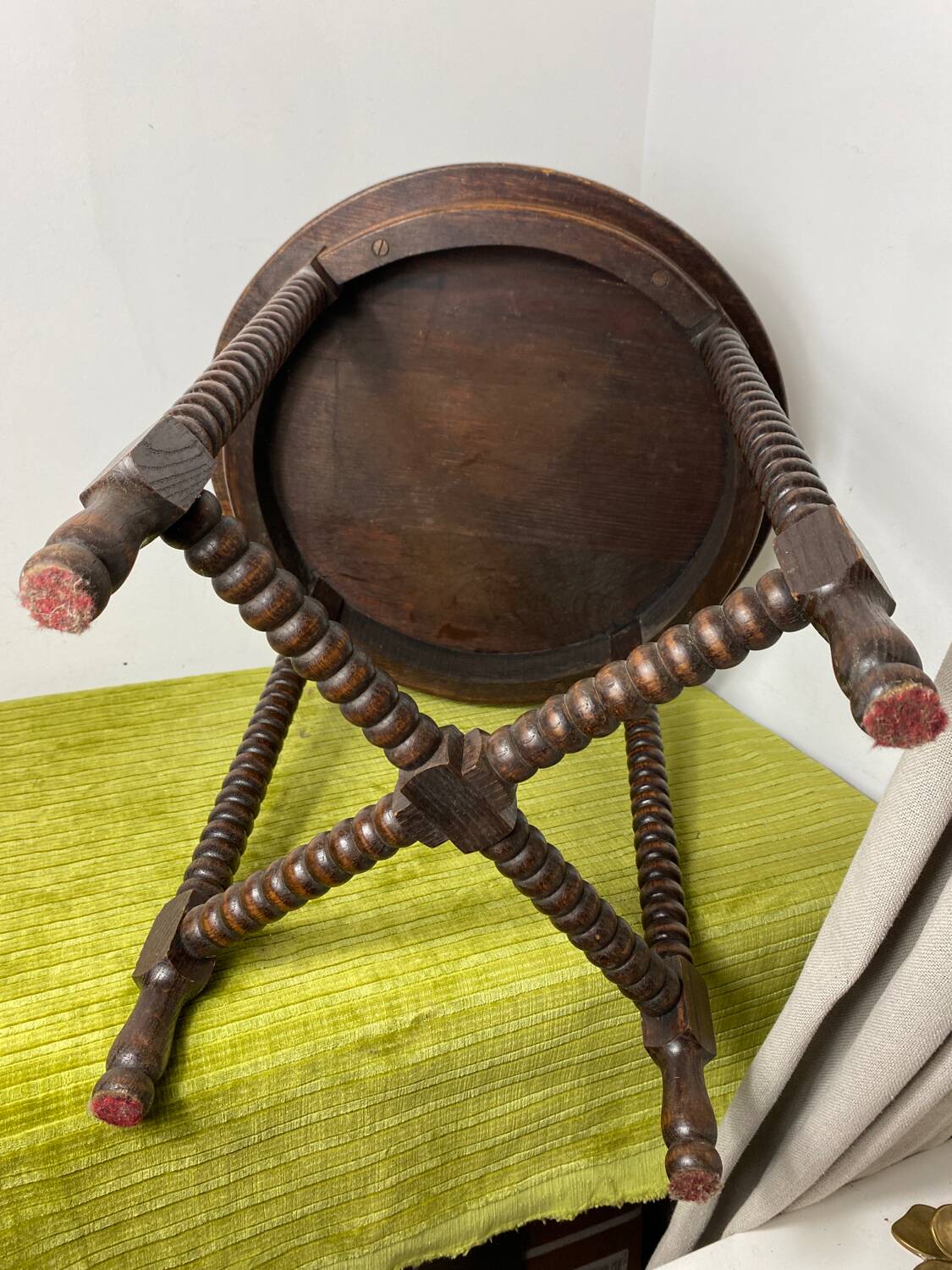 Round turned wood side table