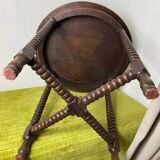 Round turned wood side table