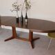 Scandinavian style oval table in central foot with extensions