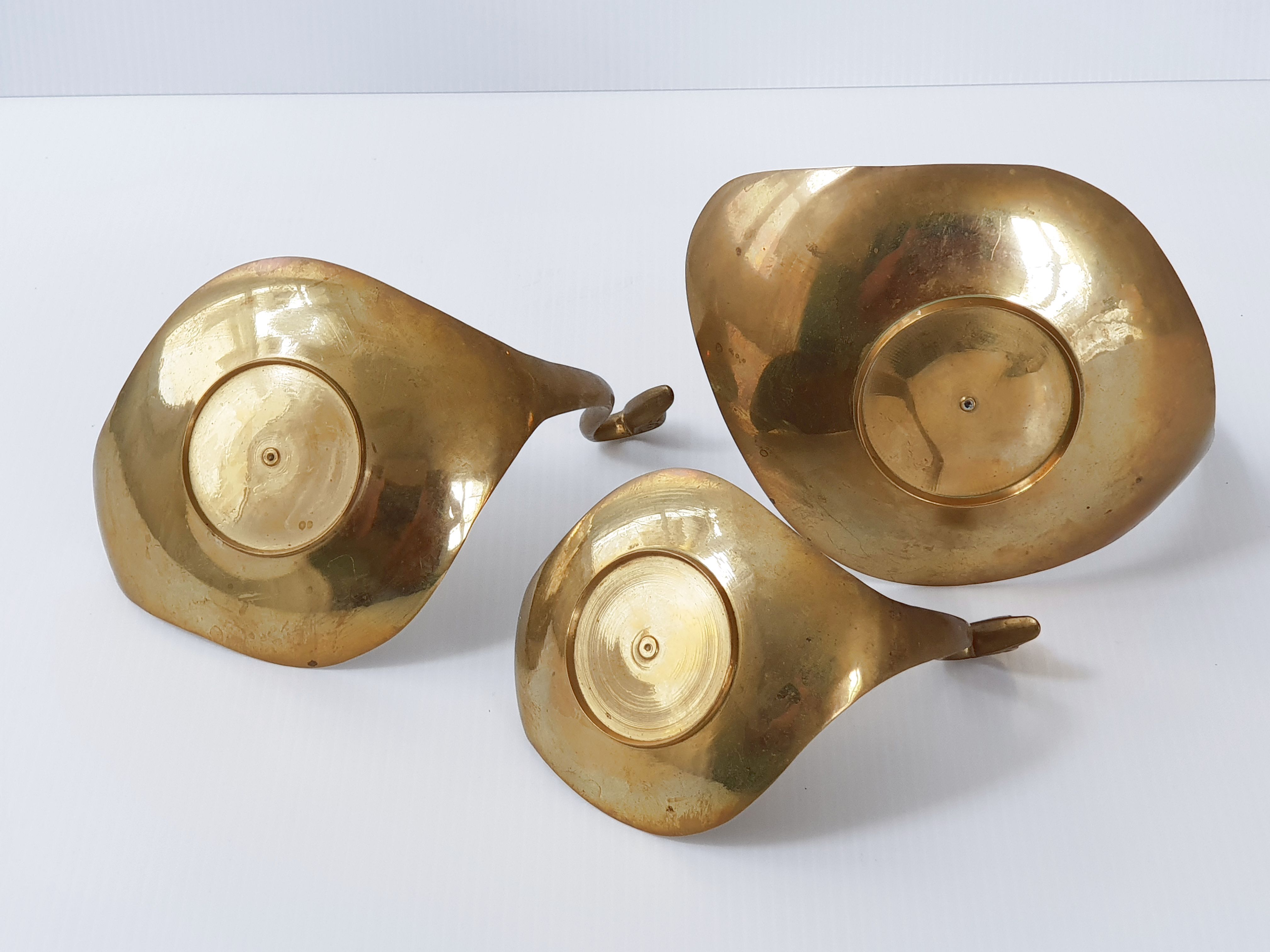 Suite de 3 vide-poches cygnes 1970 vintage
