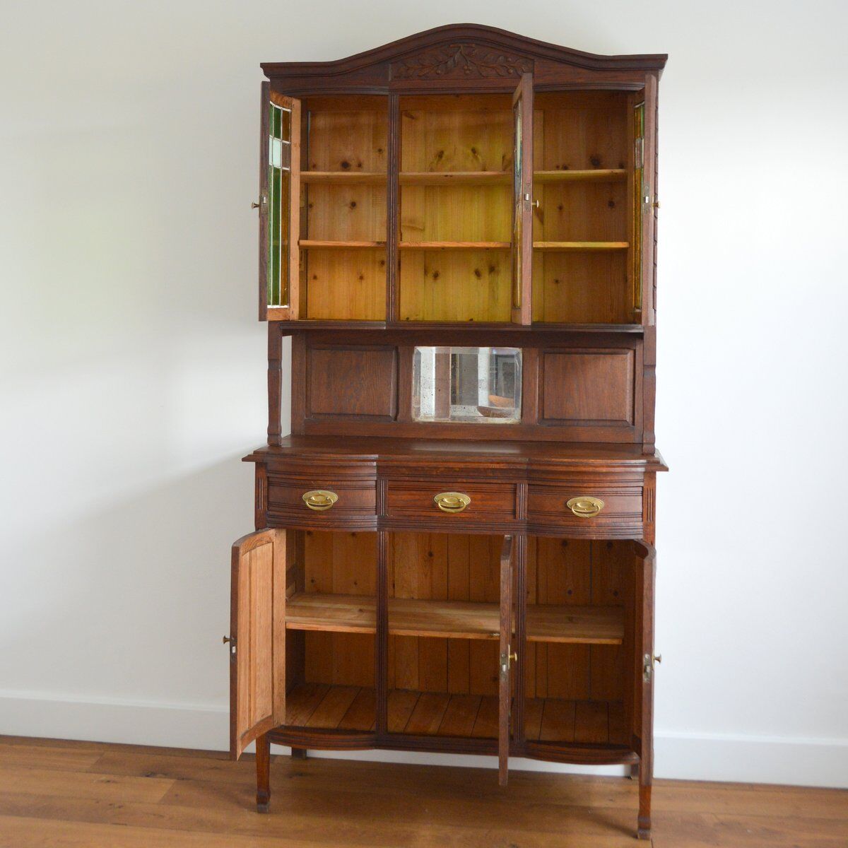 China buffet stained glass Art Nouveau 1900 vintage