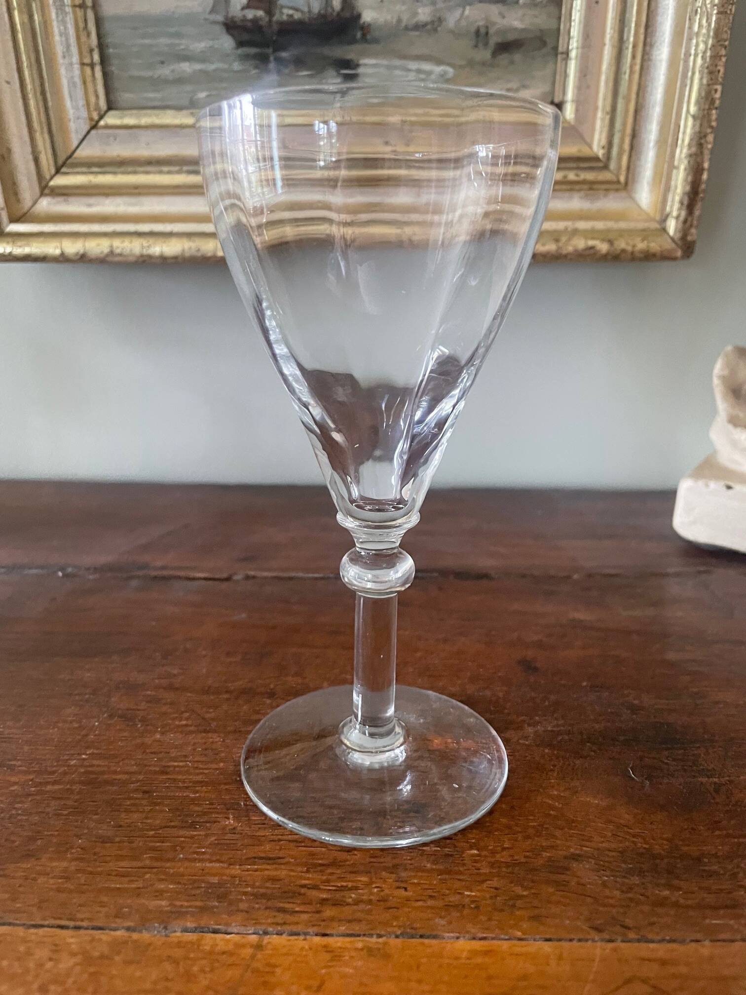 antique faceted stemmed glass