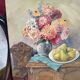 Aquarelle ancienne nature morte sur panneau