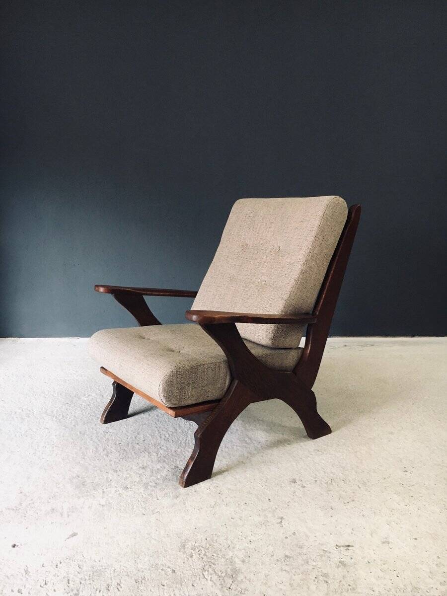 Rustic X Frame Lounge Chairs, Belgium, 1950s, Set of 2