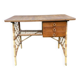 Vintage 1960 rattan desk by Louis Sognot