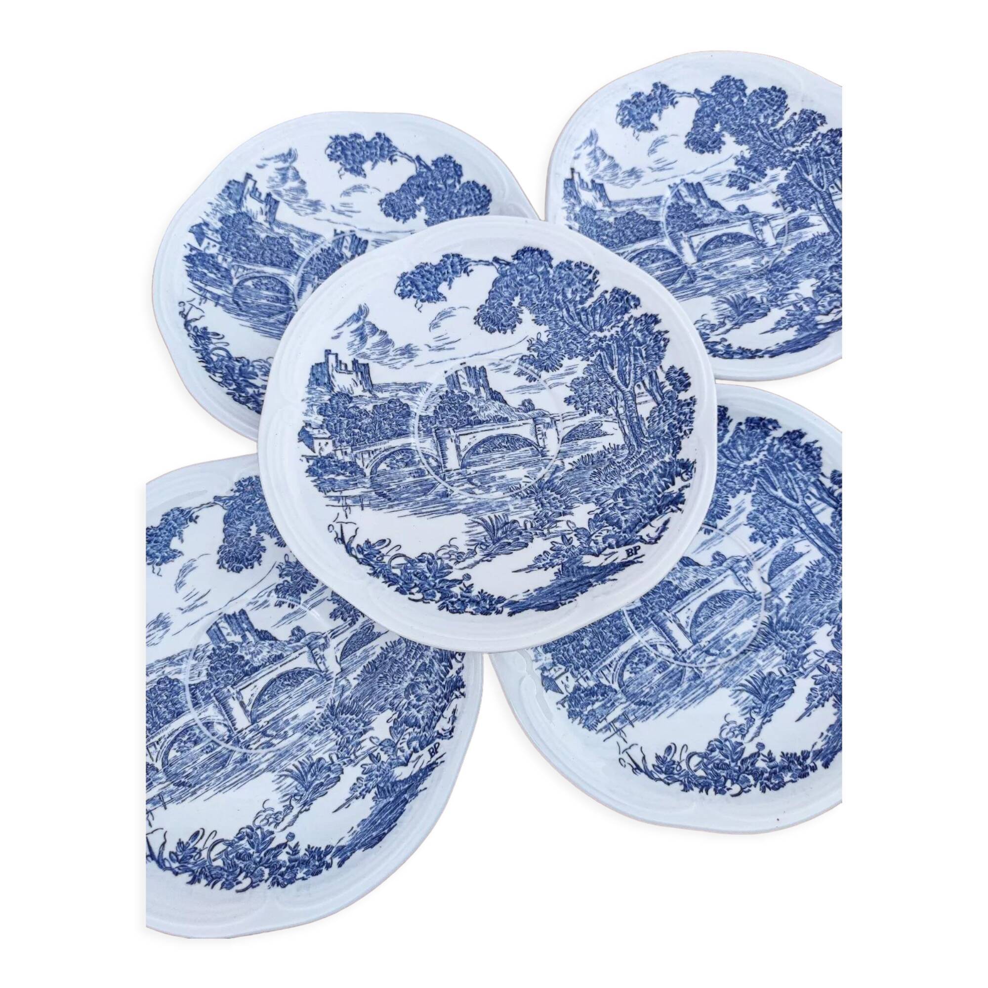 Set of 5 Gien dessert plates