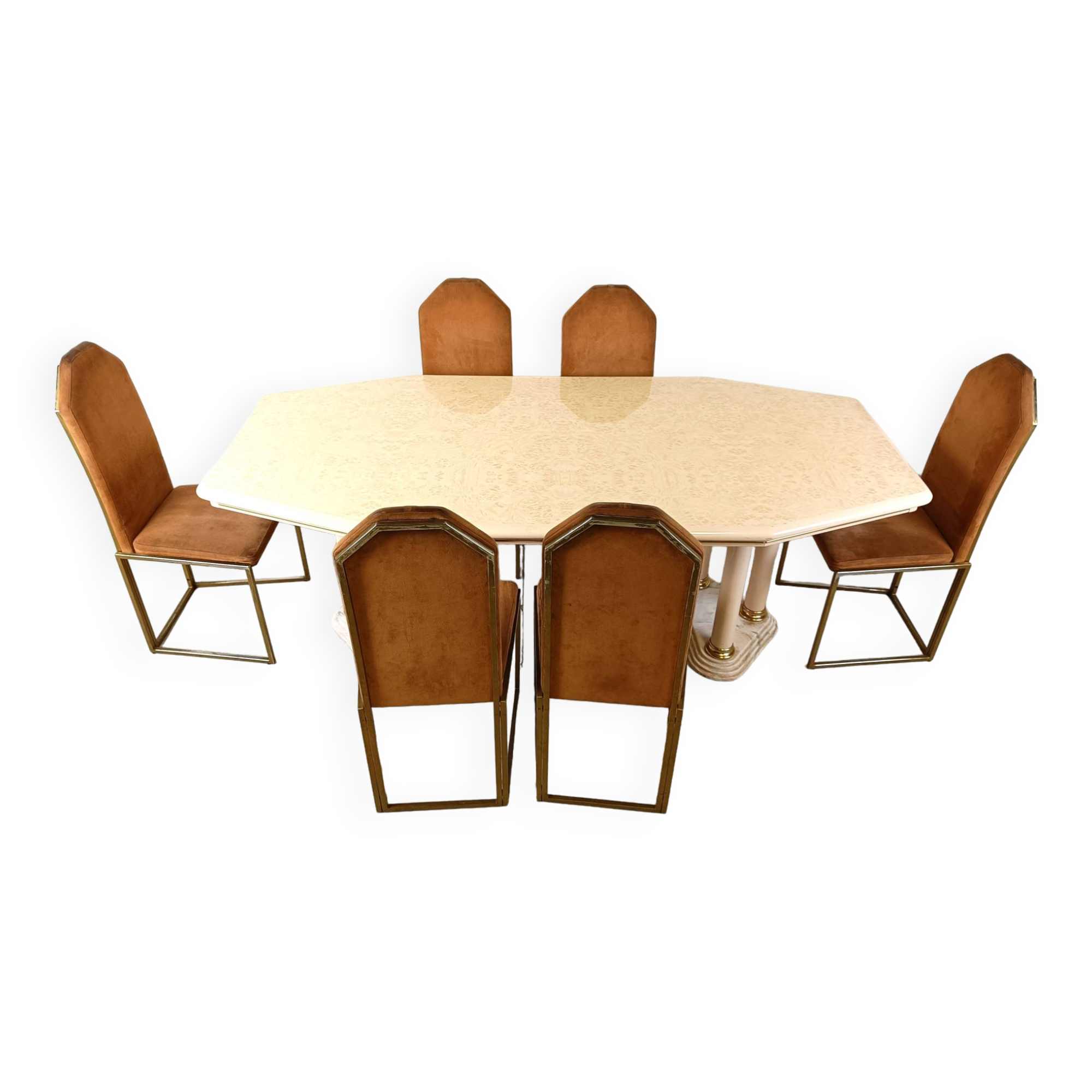 Vintage beige lacquered dining table, 1970s