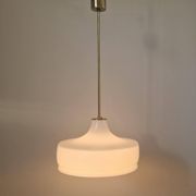 Rare Midcentury Brass and Milk Glass Pendant Kamenicky Senov, 1970s