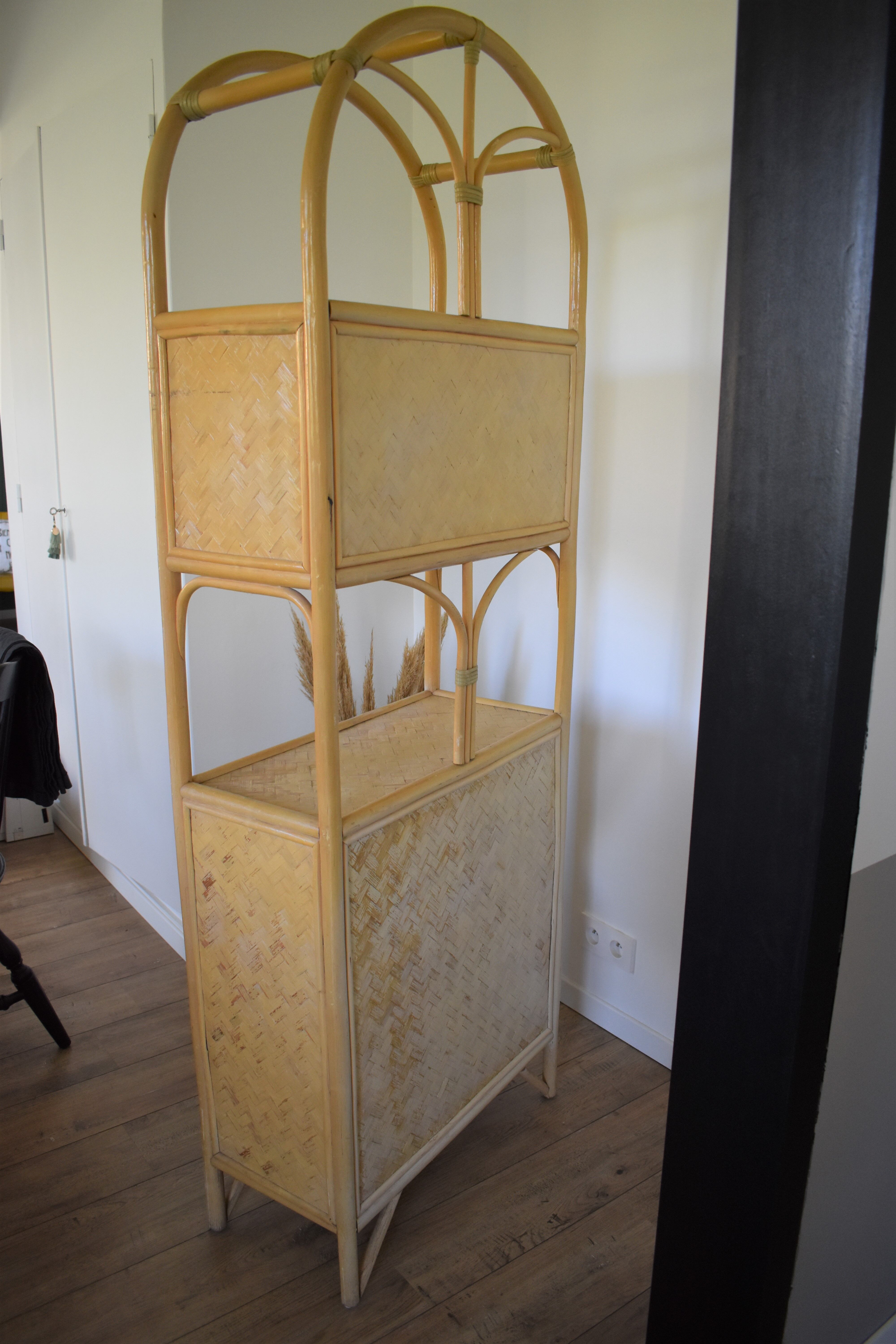 High shelf in vintage rattan