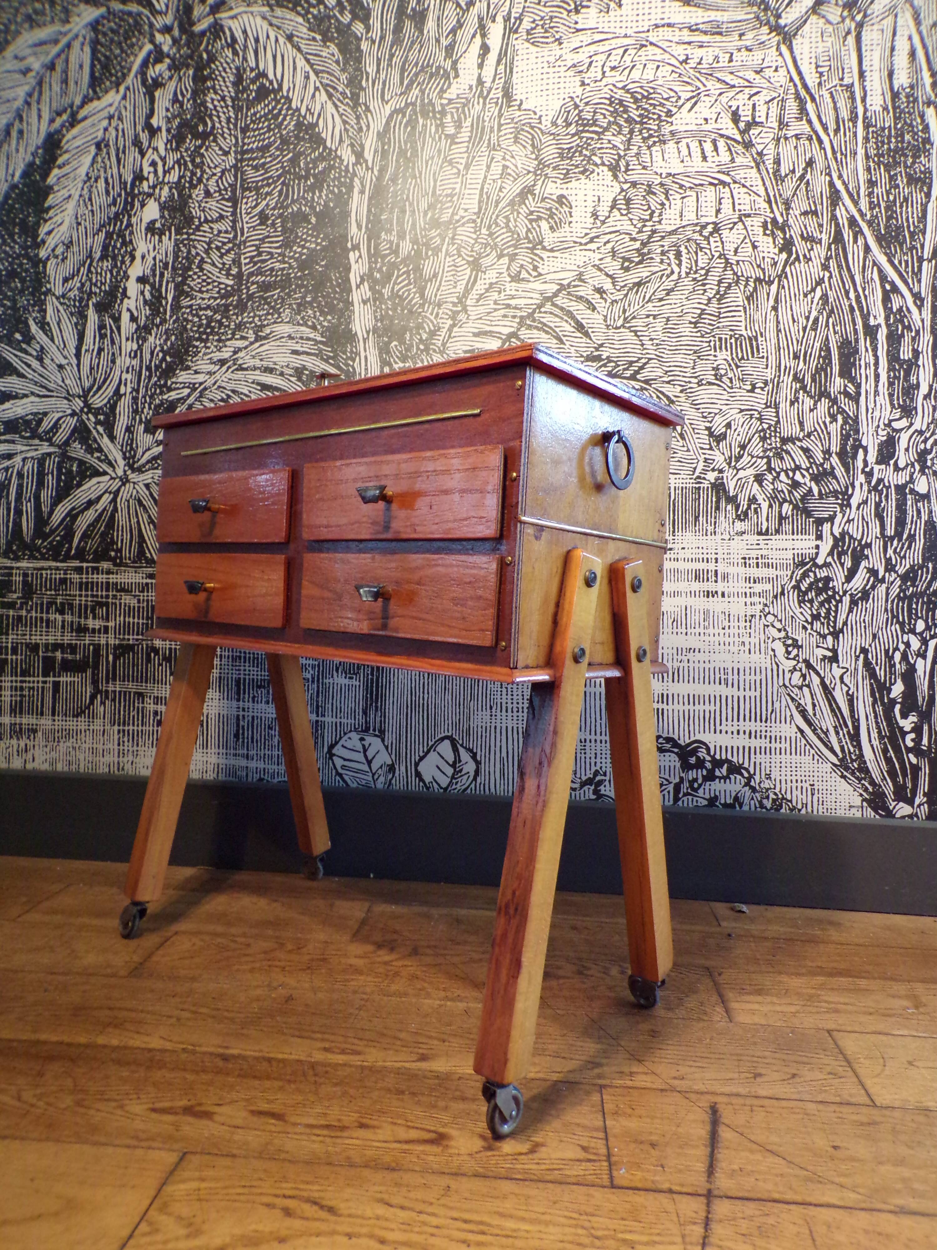 Vintage console table with 4 drawers