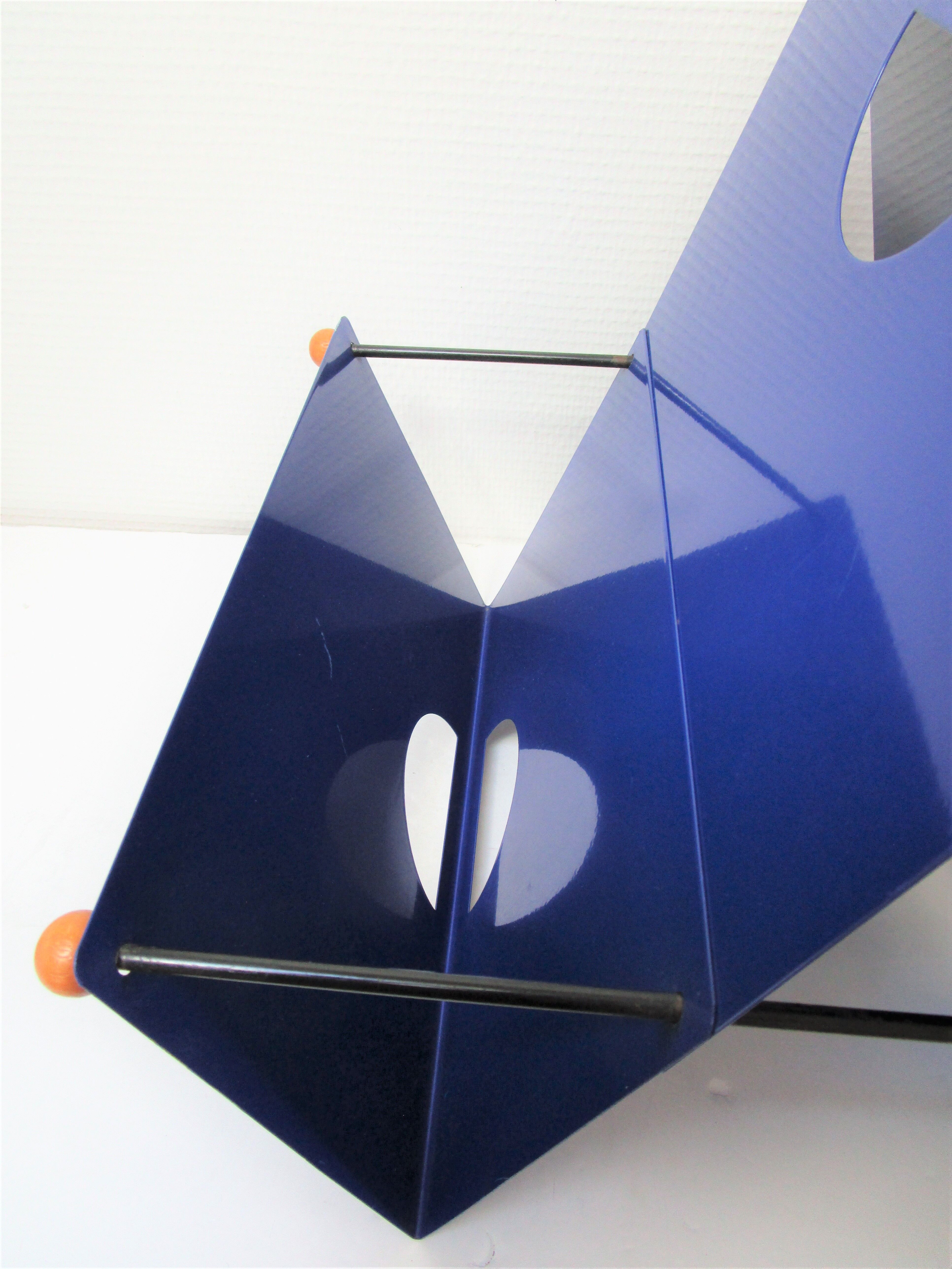 Blue metal magazine holders design 80s