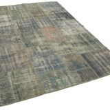 Handwoven anatolian contemporary 176 cm x 246 cm grey patchwork rug