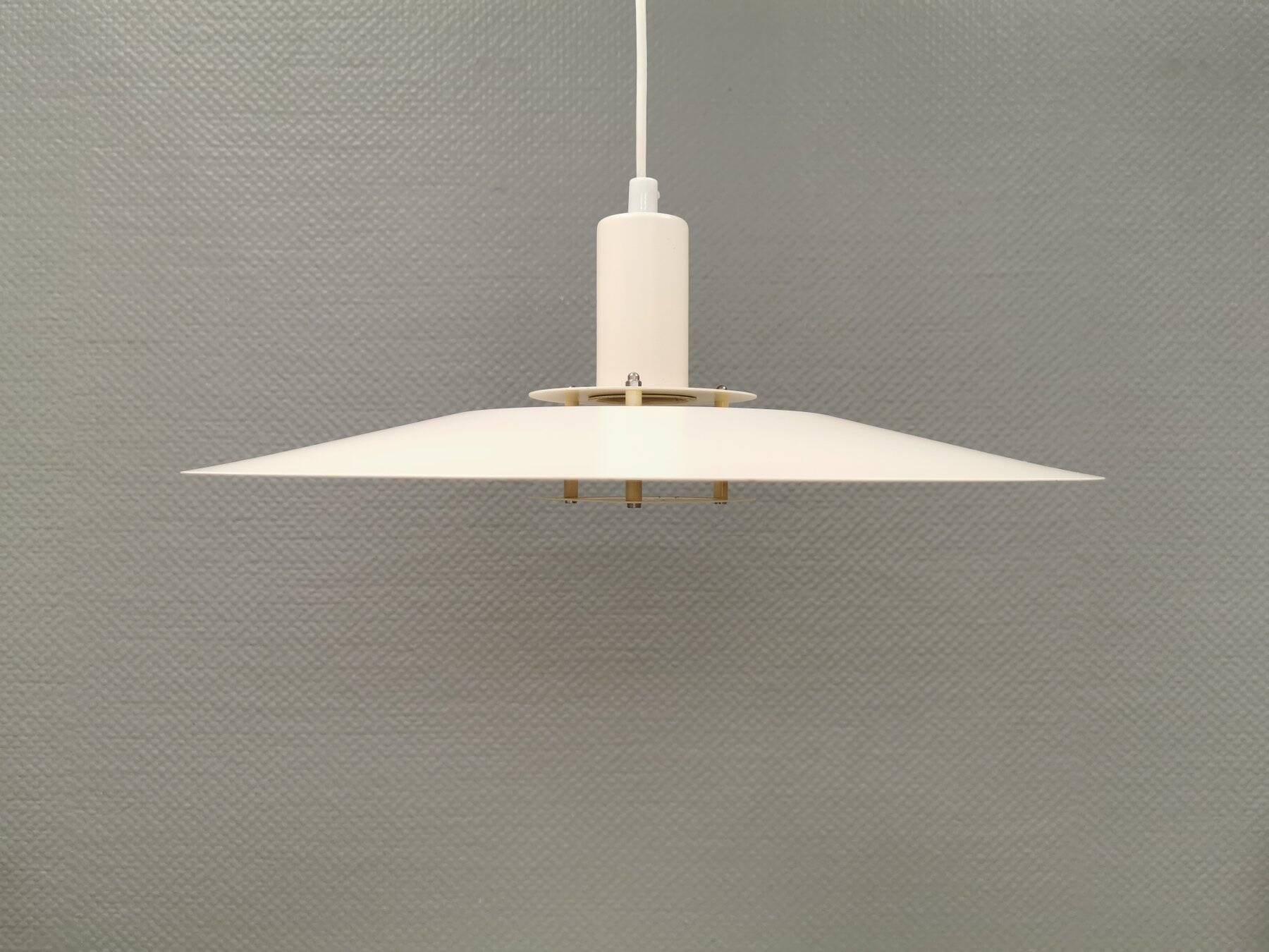 White slim hanging lamp from the Danish lamp produced by Lyfa, 1980s