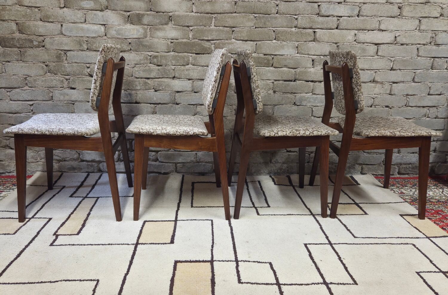 Set of 4 vintage Scandinavian teak chairs from the 1960s.