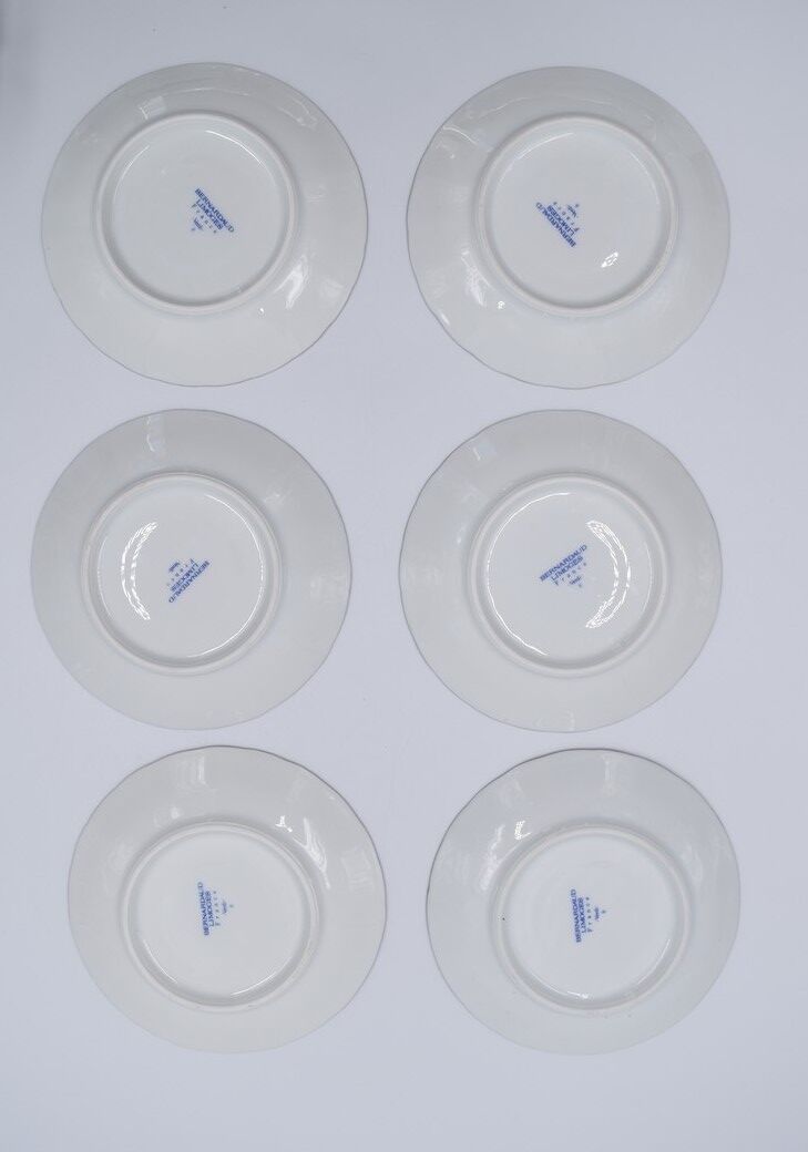 6 cups and under porcelain cup Bernardaud Limoges verdi model