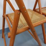 Set of 4 vintage folding chairs from Habitat made of beech wood and caning.