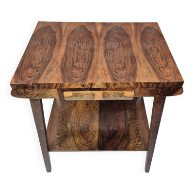 Exceptional Art Deco Flame Walnut Occasional Side Table - 1930s
