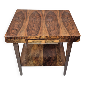 Exceptional Art Deco Flame Walnut Occasional Side Table - 1930s